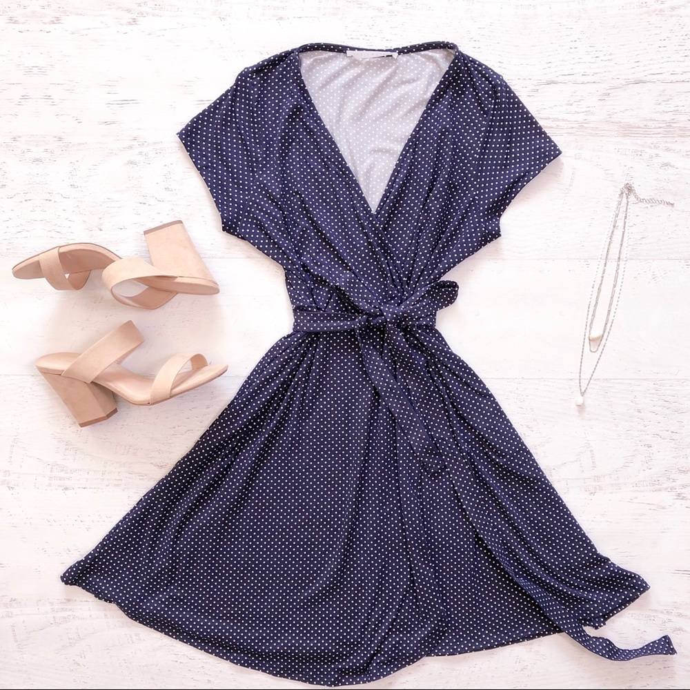 Navy Blue Polka Dot Dress